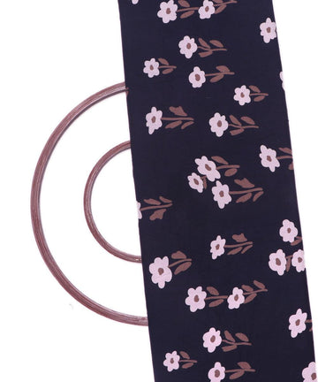 Black Colour Floral Print Rayon Fabric
